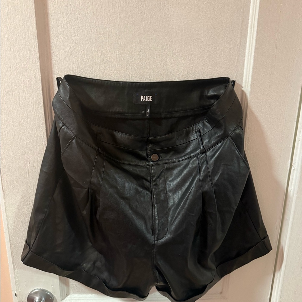 PAIGE High Waist Black Leather Shorts